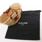 Celine Triomphe Straws x Leather 2Way Handbag Beige x Brown