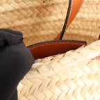 Celine Triomphe Straws x Leather 2Way Handbag Beige x Brown
