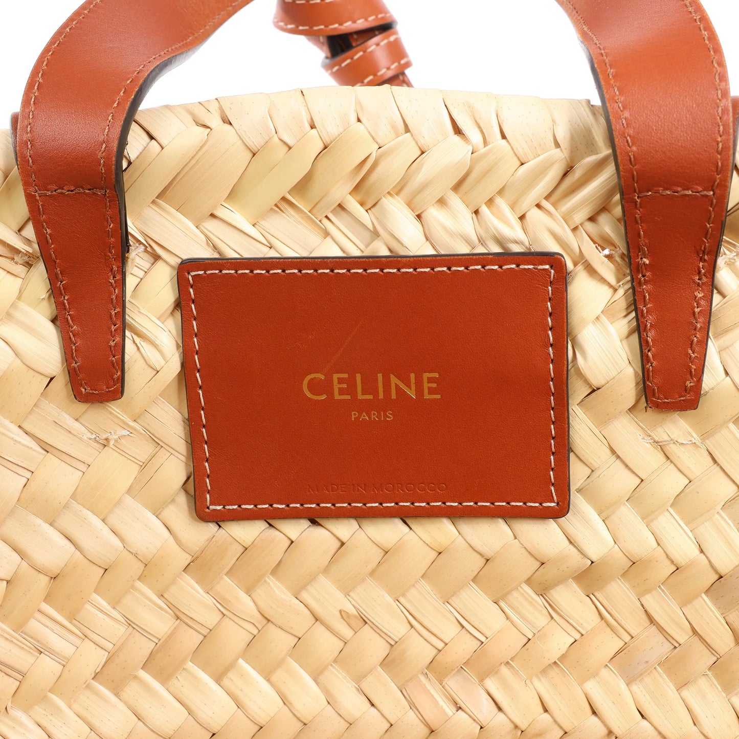 Sac à main Céline Triomphe Straws x Leather 2Way Beige x Marron