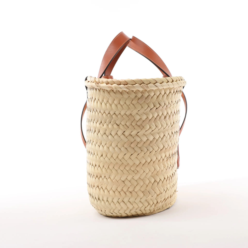 Celine Triomphe Straws x Leather 2Way Handbag Beige x Brown