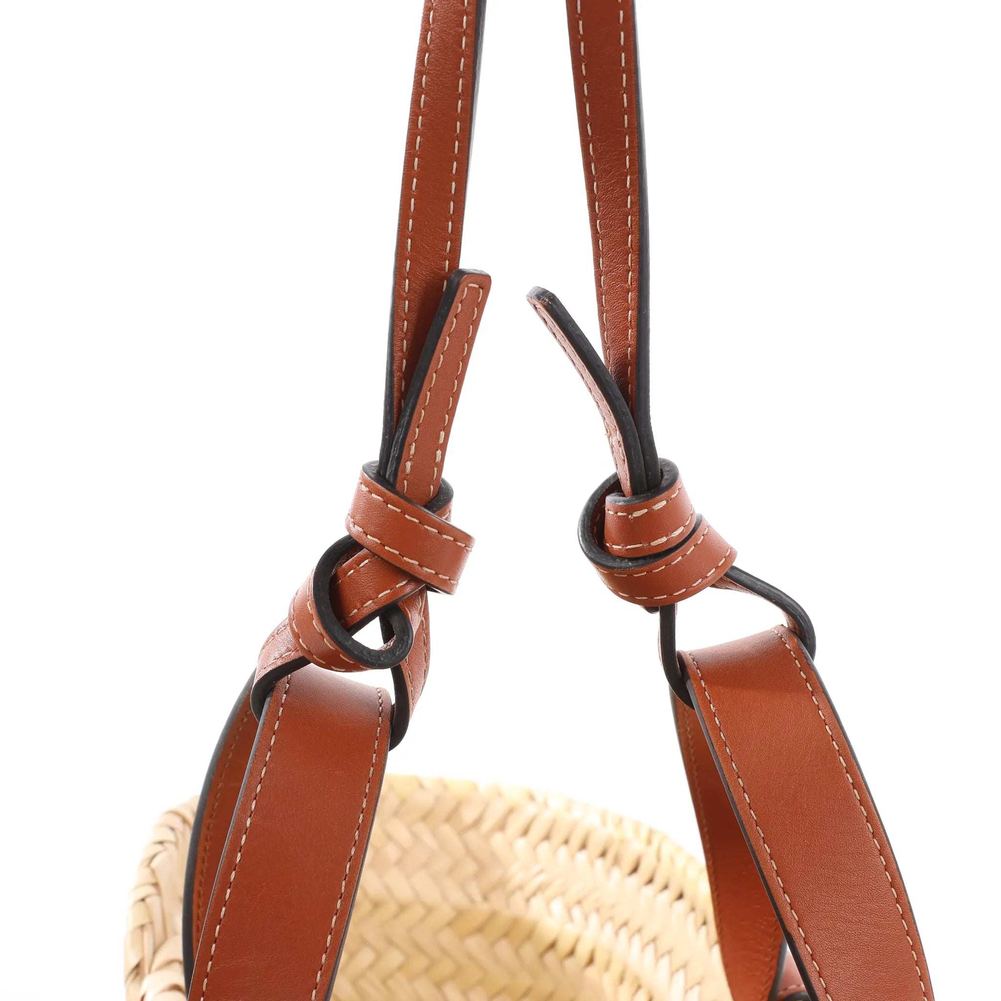 Celine Triomphe Straws x Leather 2Way Handbag Beige x Brown