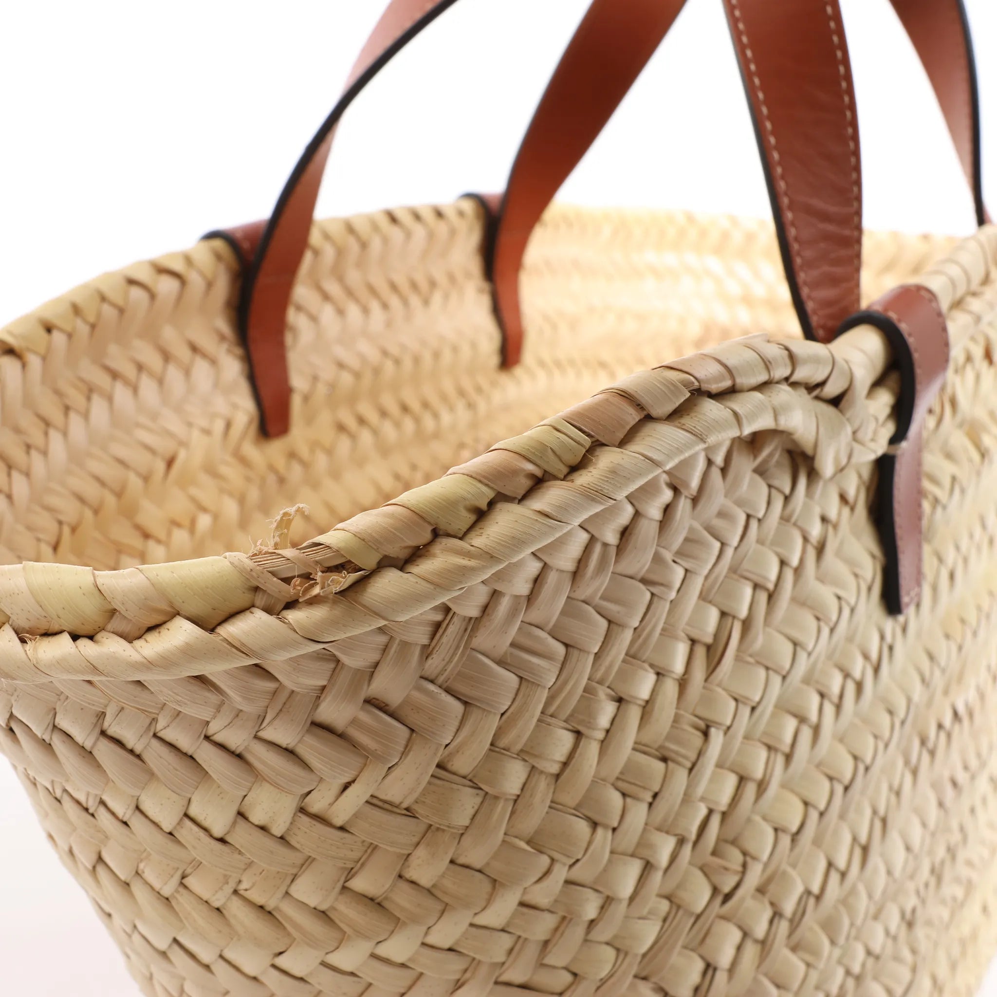 Celine Triomphe Straws x Leather 2Way Handbag Beige x Brown