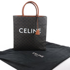 Celine Triomphe Vertical Cabas Large PVC x Leather Handbag in Black x Brown