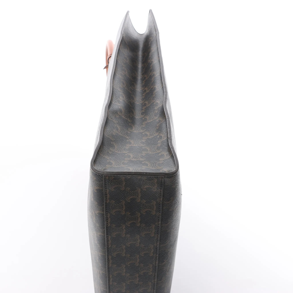 Celine Triomphe Vertical Cabas Large PVC x Leather Handbag in Black x Brown