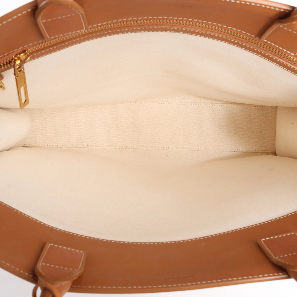Celine Vertical Cabas Large Canvas x Leather Handbag in Beige