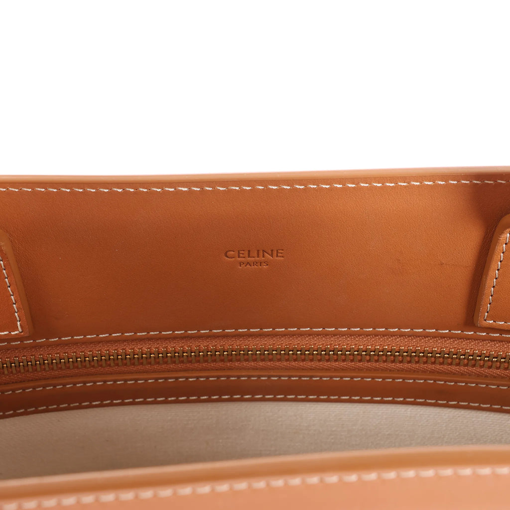 Celine Vertical Cabas Large Canvas x Leather Handbag in Beige
