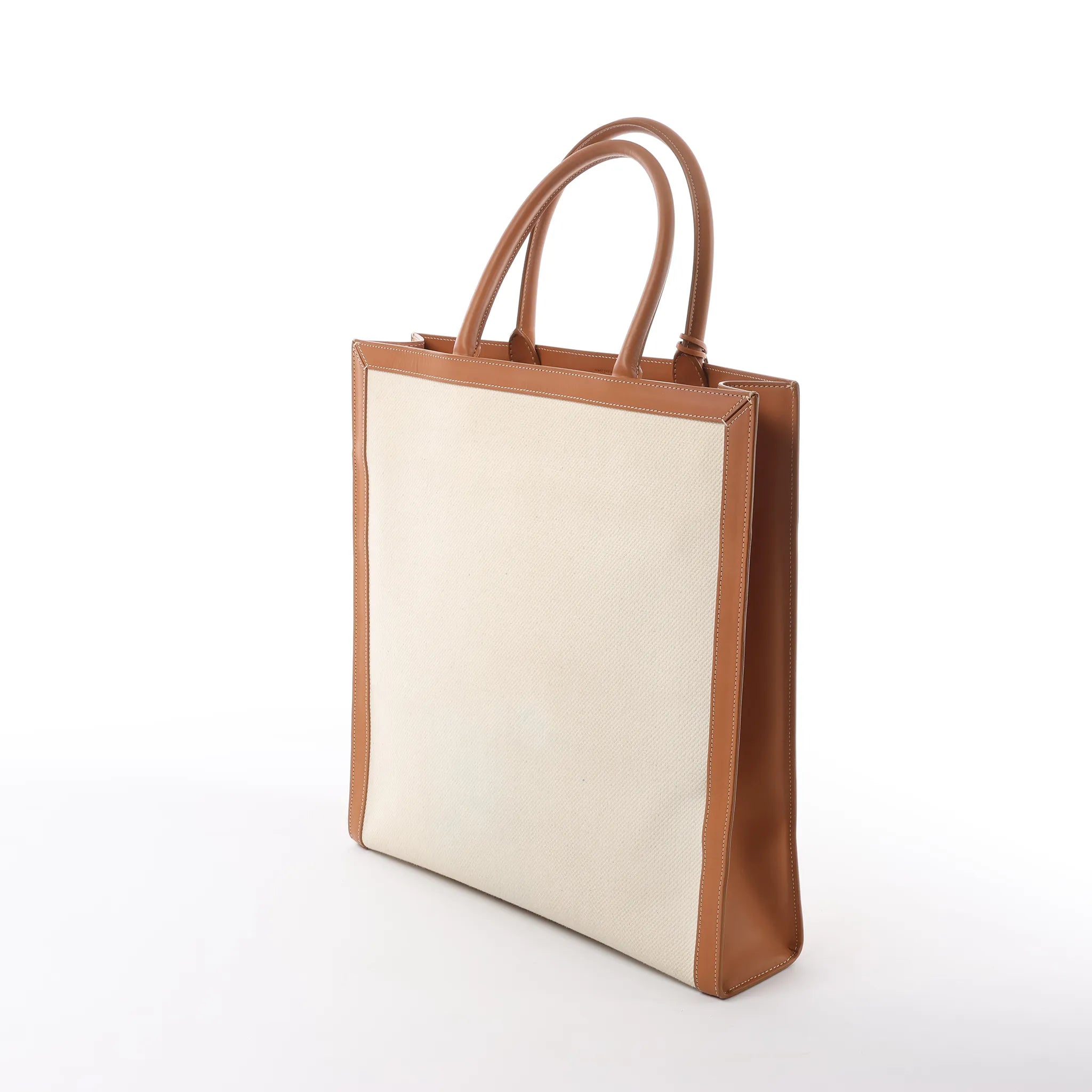 Celine Vertical Cabas Large Canvas x Leather Handbag in Beige