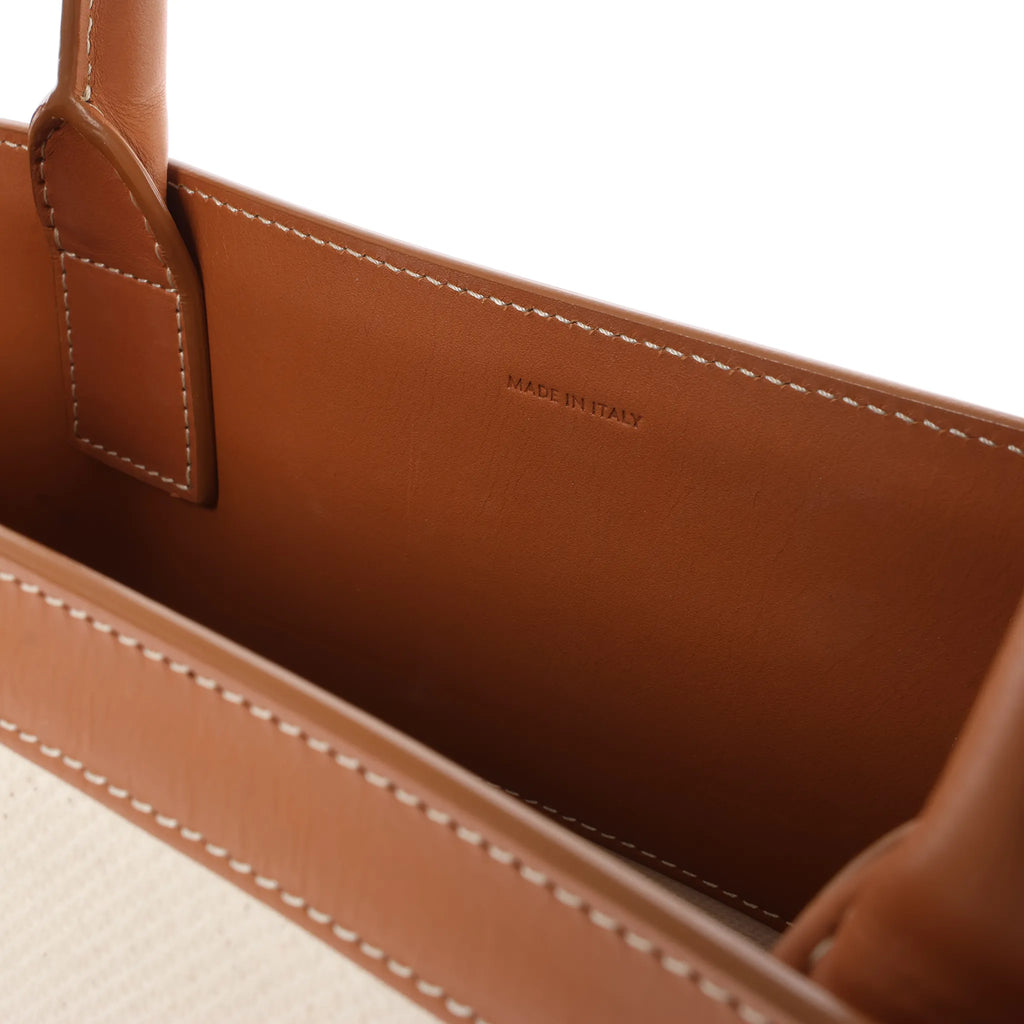 Celine Vertical Cabas Large Canvas x Leather Handbag in Beige