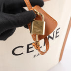Celine Vertical Cabas Large Canvas x Leather Handbag in Beige