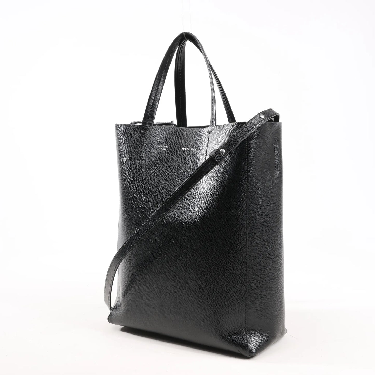 CELINE Cabas Vertical Small Leather 2Way Handbag in Black