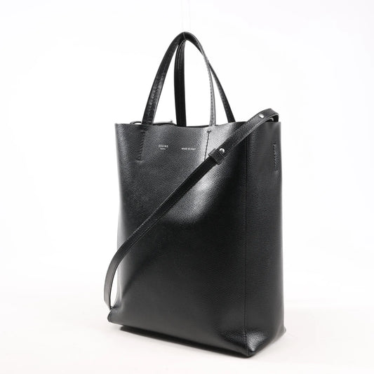 CELINE Cabas Vertical Small Leather 2Way Handbag in Black