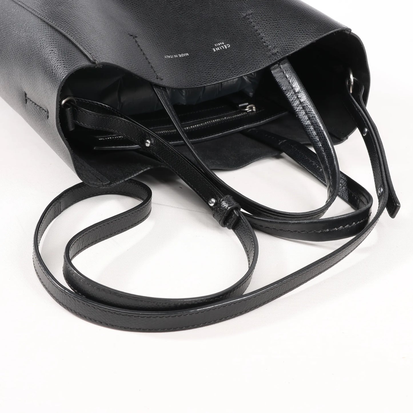 CELINE Cabas Vertical Small Leather 2Way Handbag in Black