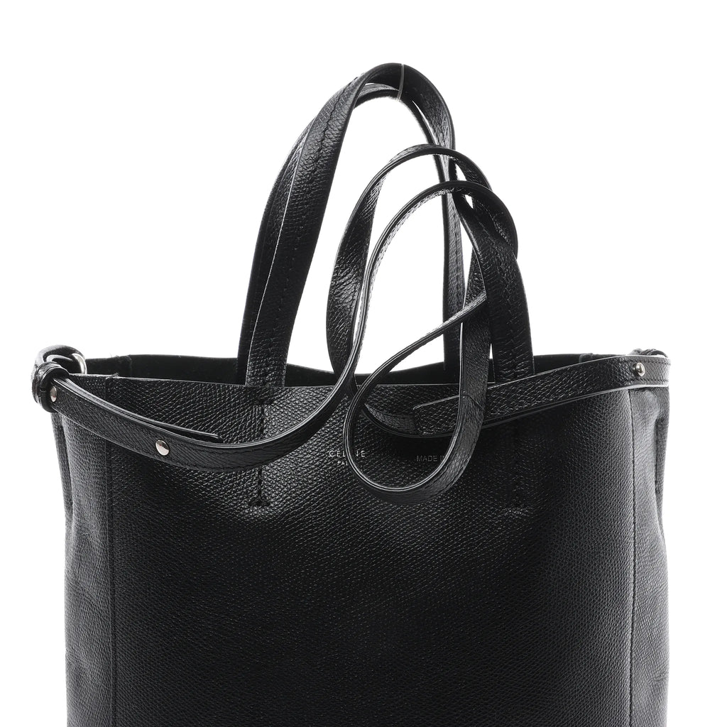 CELINE Cabas Vertical Small Leather 2Way Handbag in Black