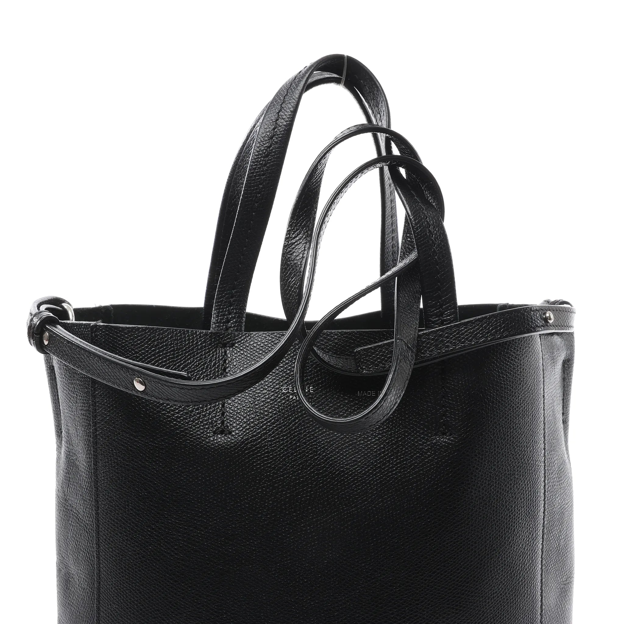 CELINE Cabas Vertical Small Leather 2Way Handbag in Black