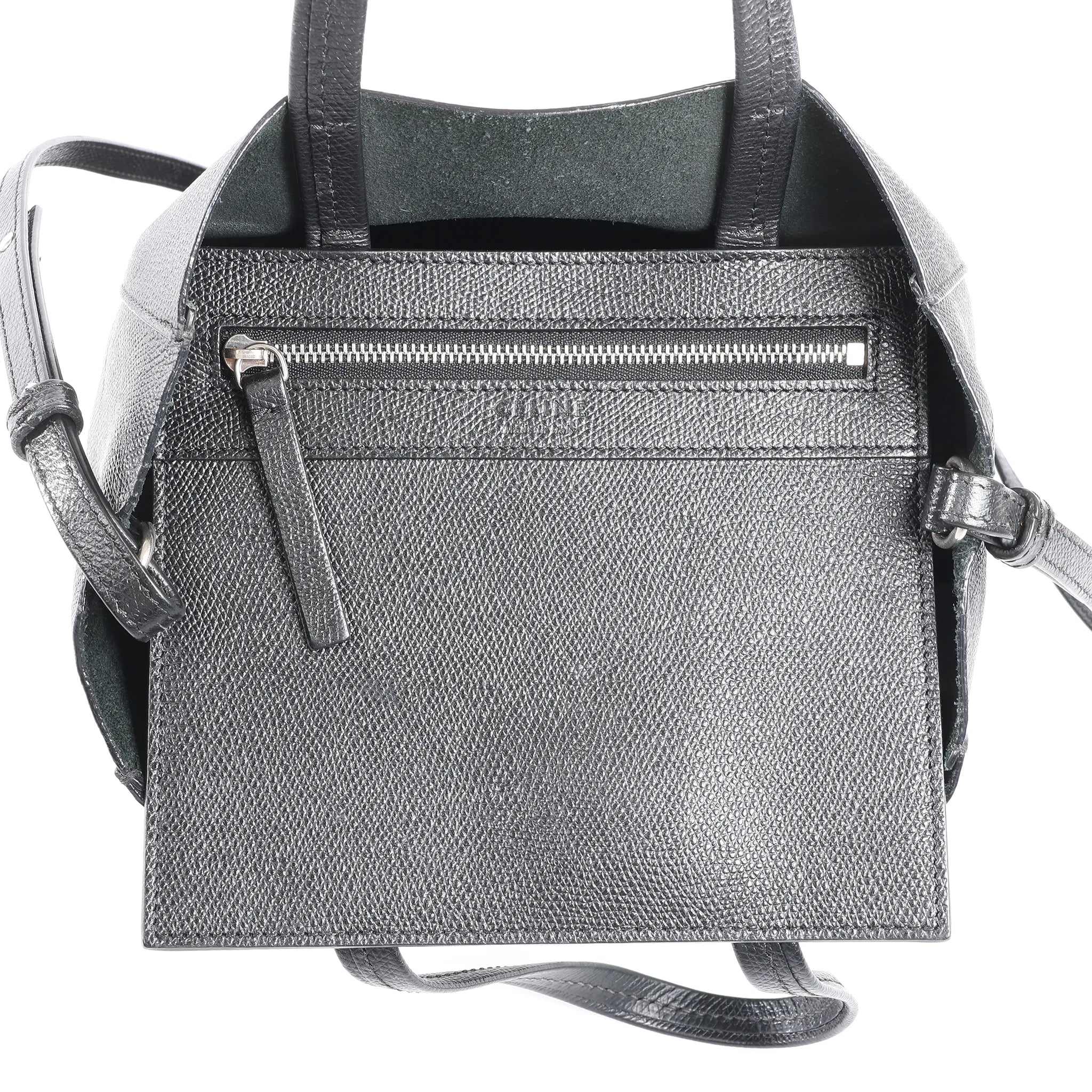 CELINE Cabas Vertical Small Leather 2Way Handbag in Black
