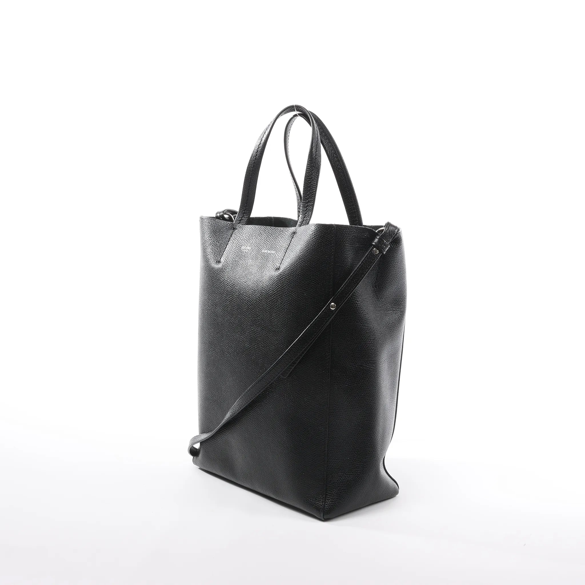 CELINE Cabas Vertical Small Leather 2Way Handbag in Black