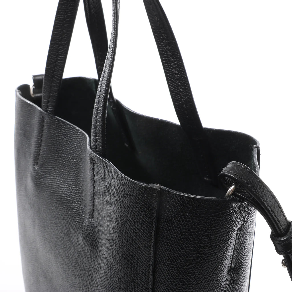 CELINE Cabas Vertical Small Leather 2Way Handbag in Black