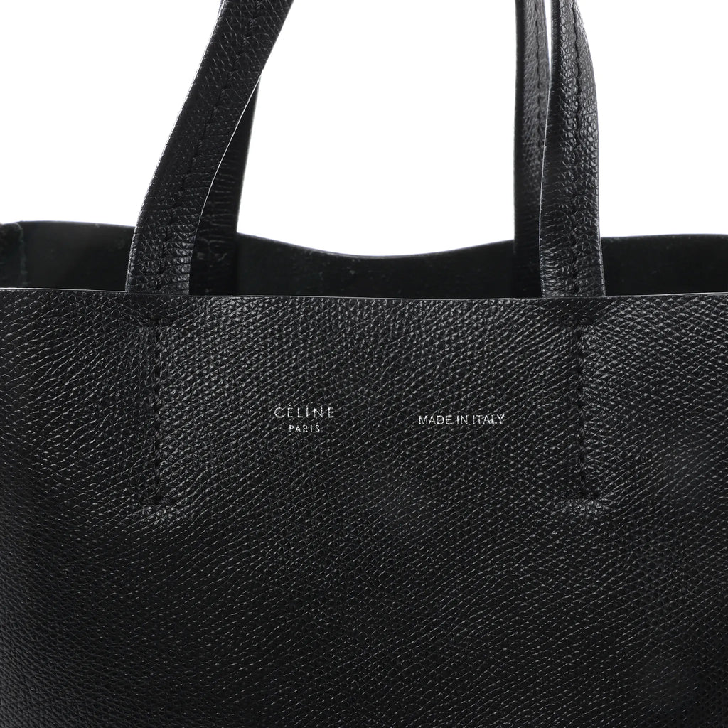 CELINE Cabas Vertical Small Leather 2Way Handbag in Black
