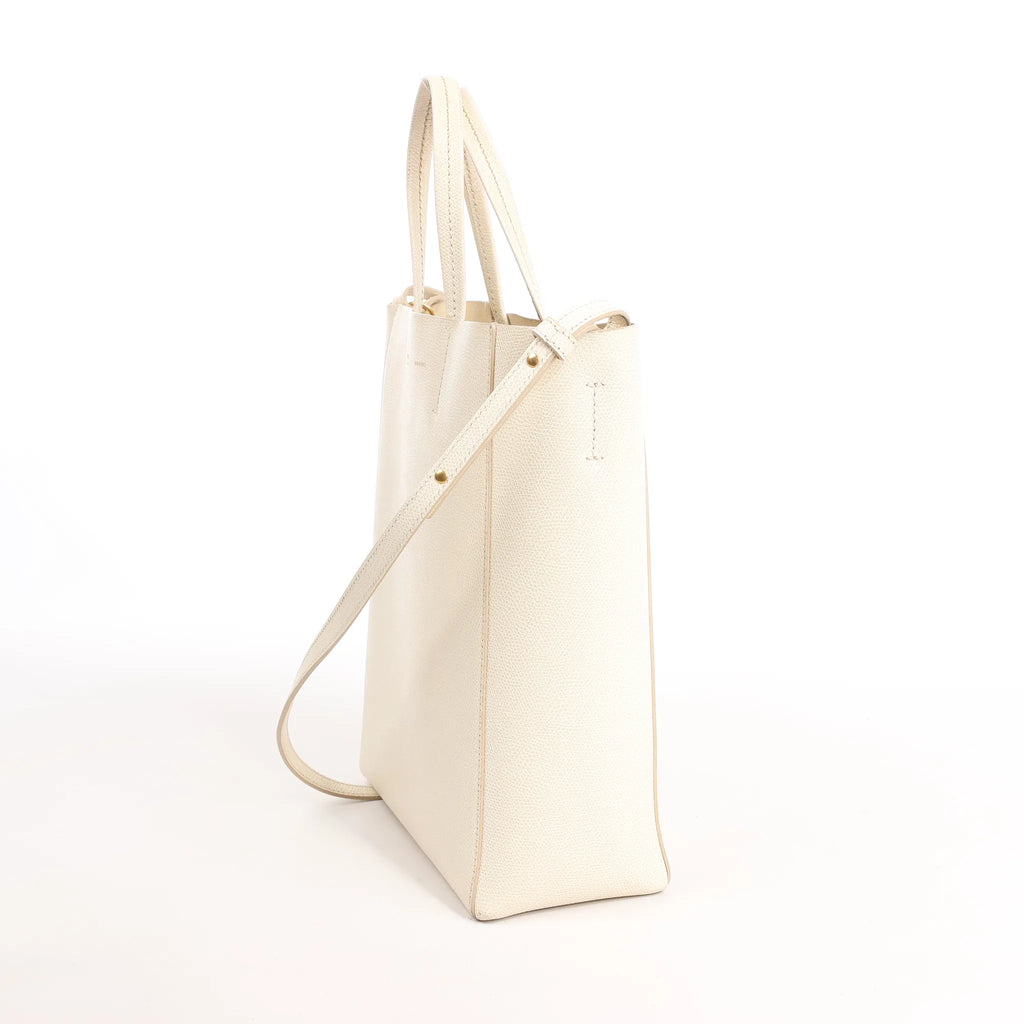 Celine Vertical Cabas Phantom Small Leather 2Way Shoulder Bag in White