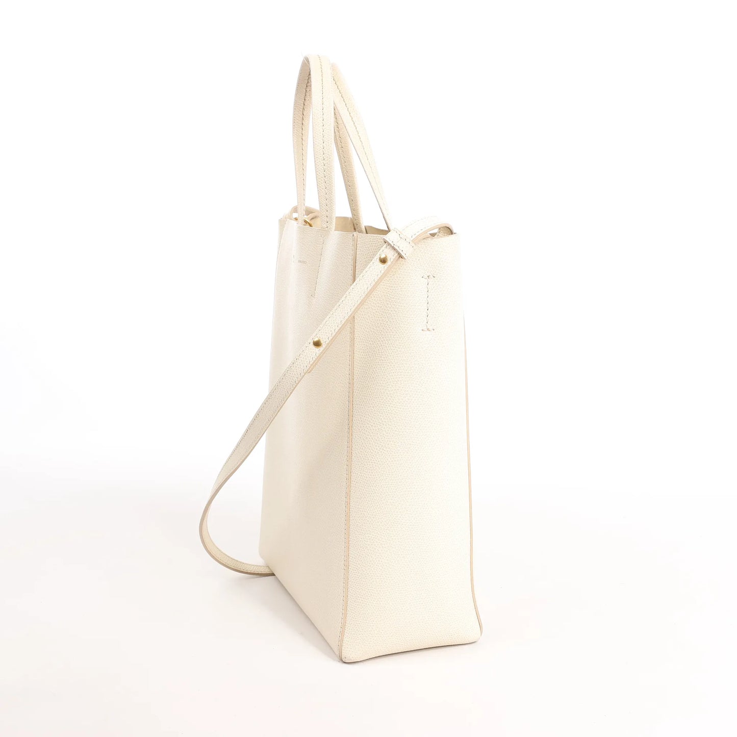 Celine Vertical Cabas Phantom Small Leather 2Way Shoulder Bag in White