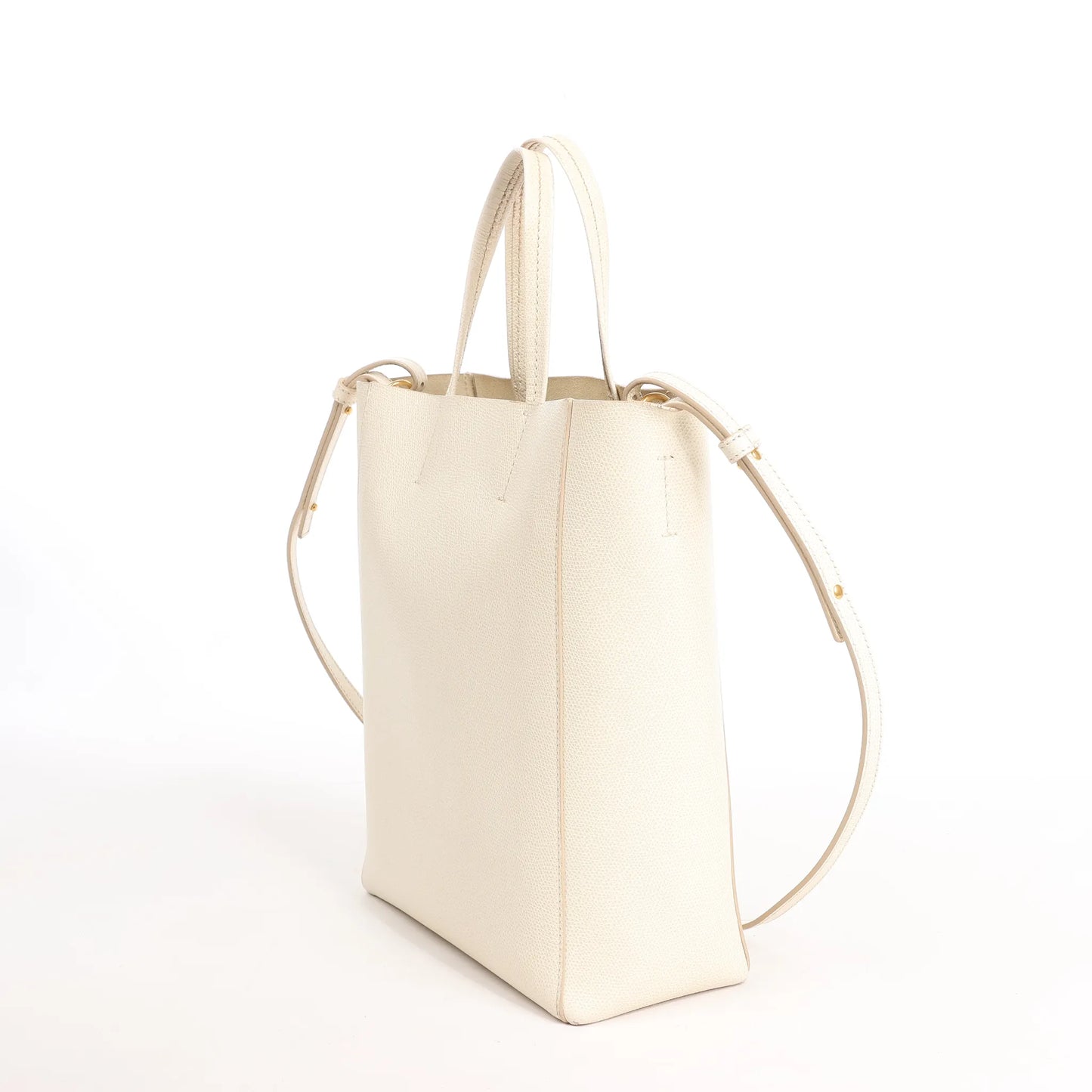 Celine Vertical Cabas Phantom Small Leather 2Way Shoulder Bag in White