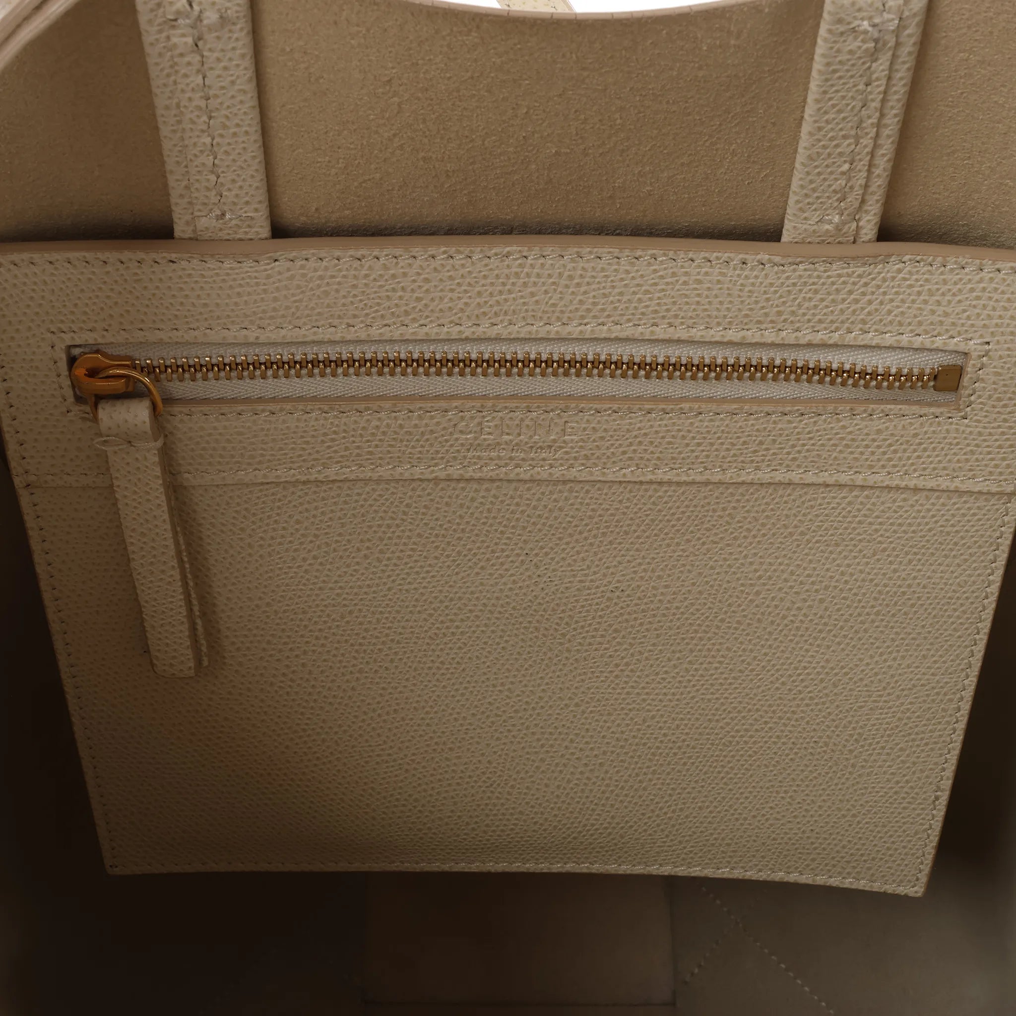 CELINE Cabas Vertical Small Leather 2Way Handbag in White