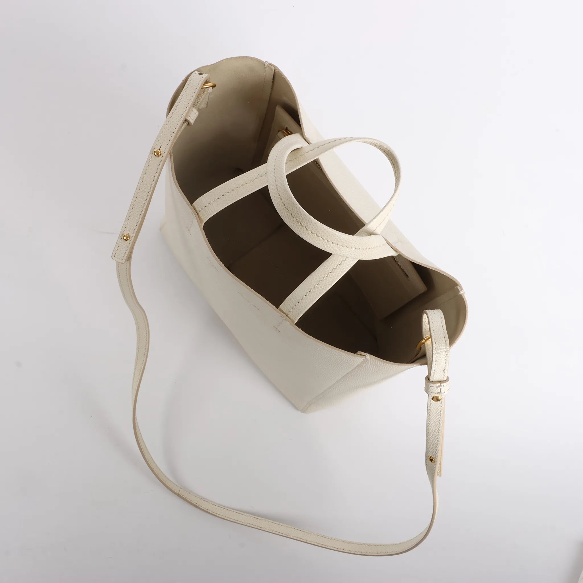 CELINE Cabas Vertical Small Leather 2Way Handbag in White