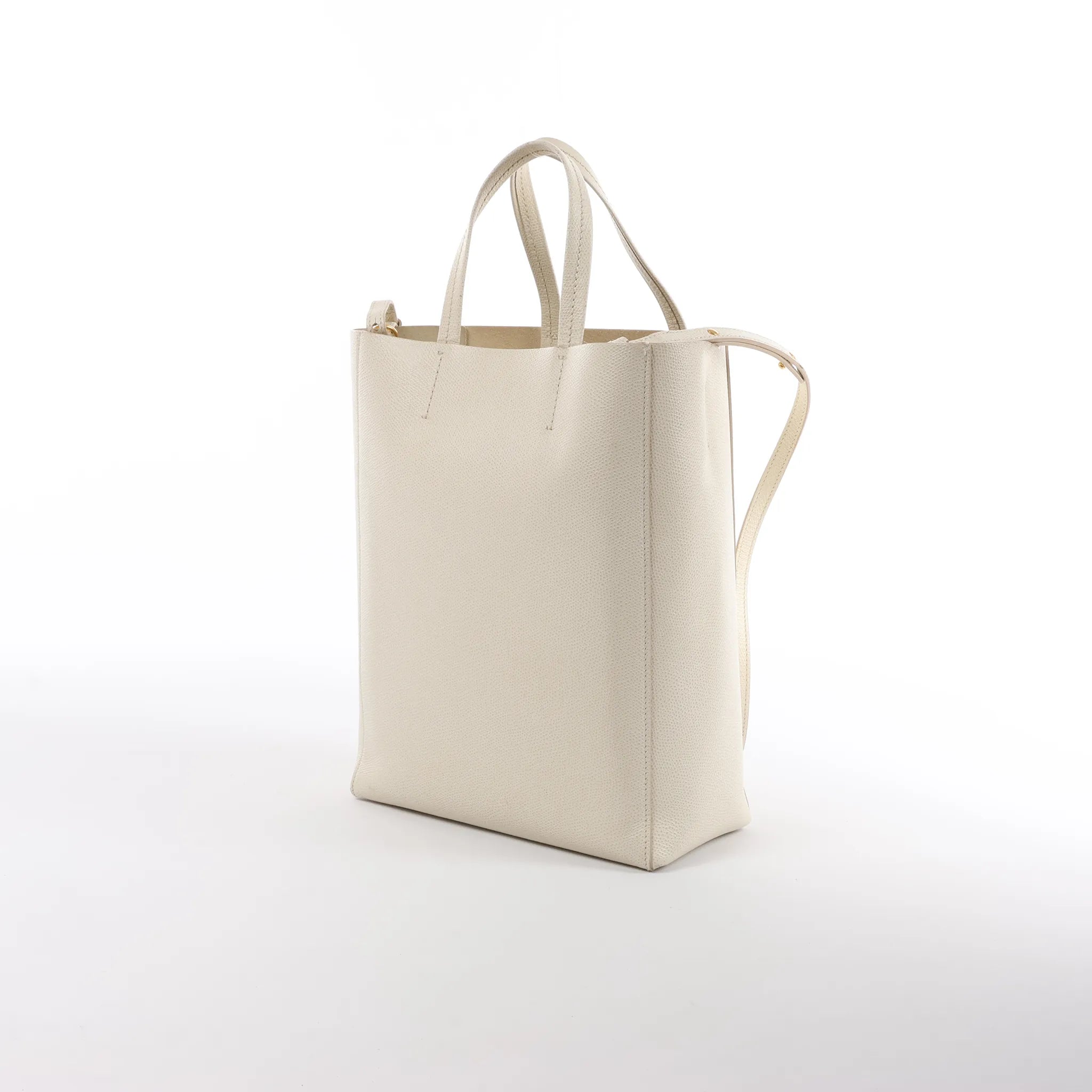 CELINE Cabas Vertical Small Leather 2Way Handbag in White