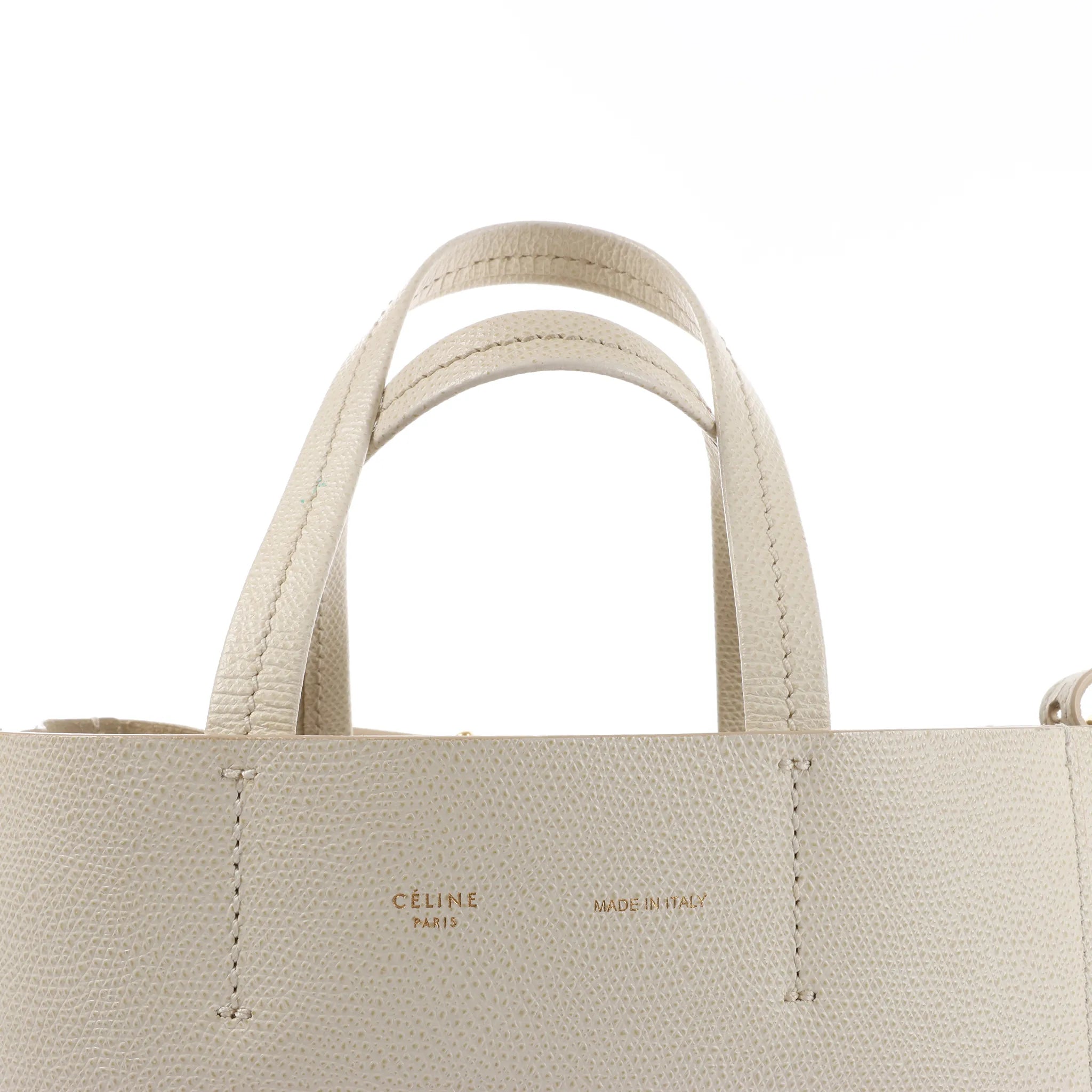CELINE Cabas Vertical Small Leather 2Way Handbag in White
