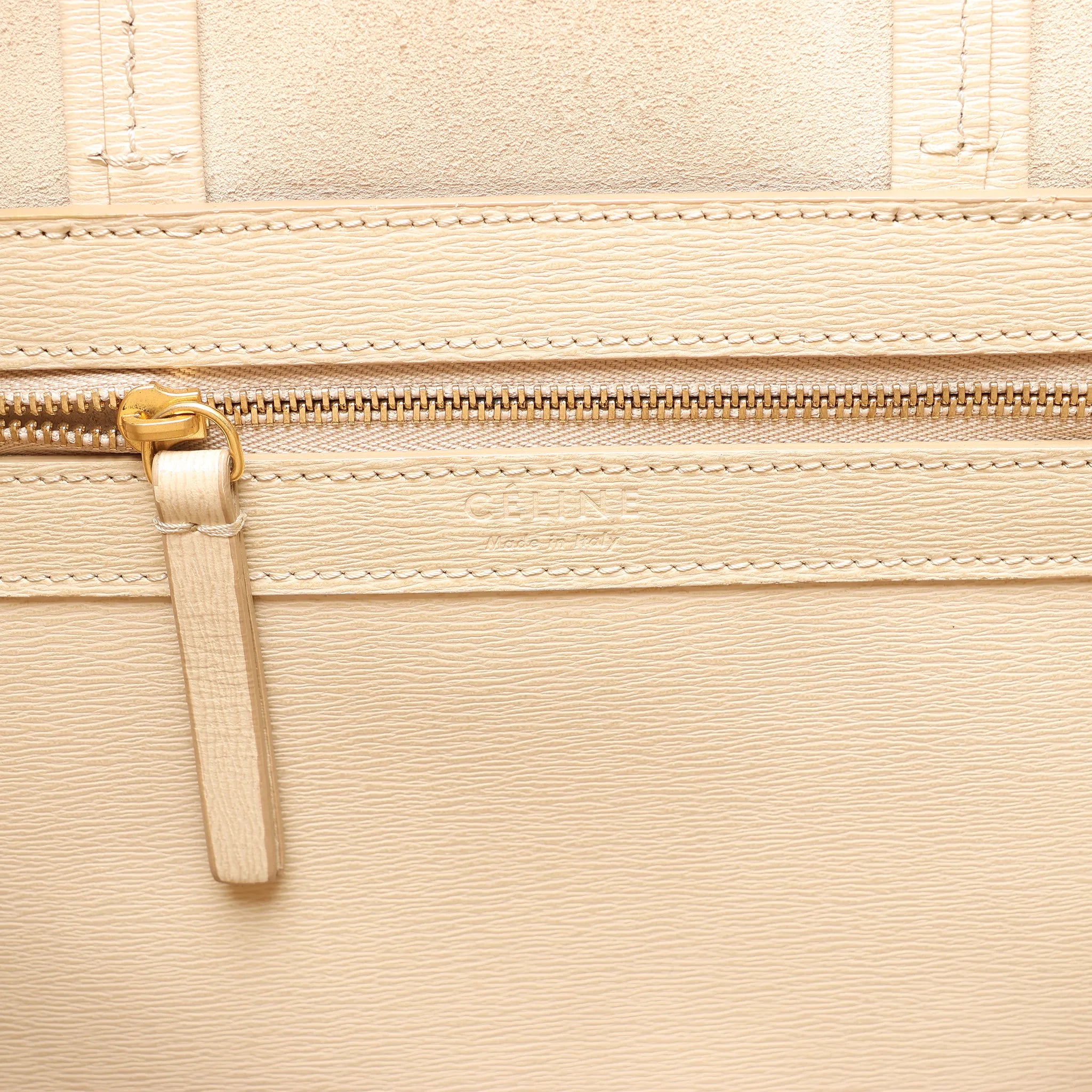 CELINE Cabas Vertical Small Leather Handbag in Beige