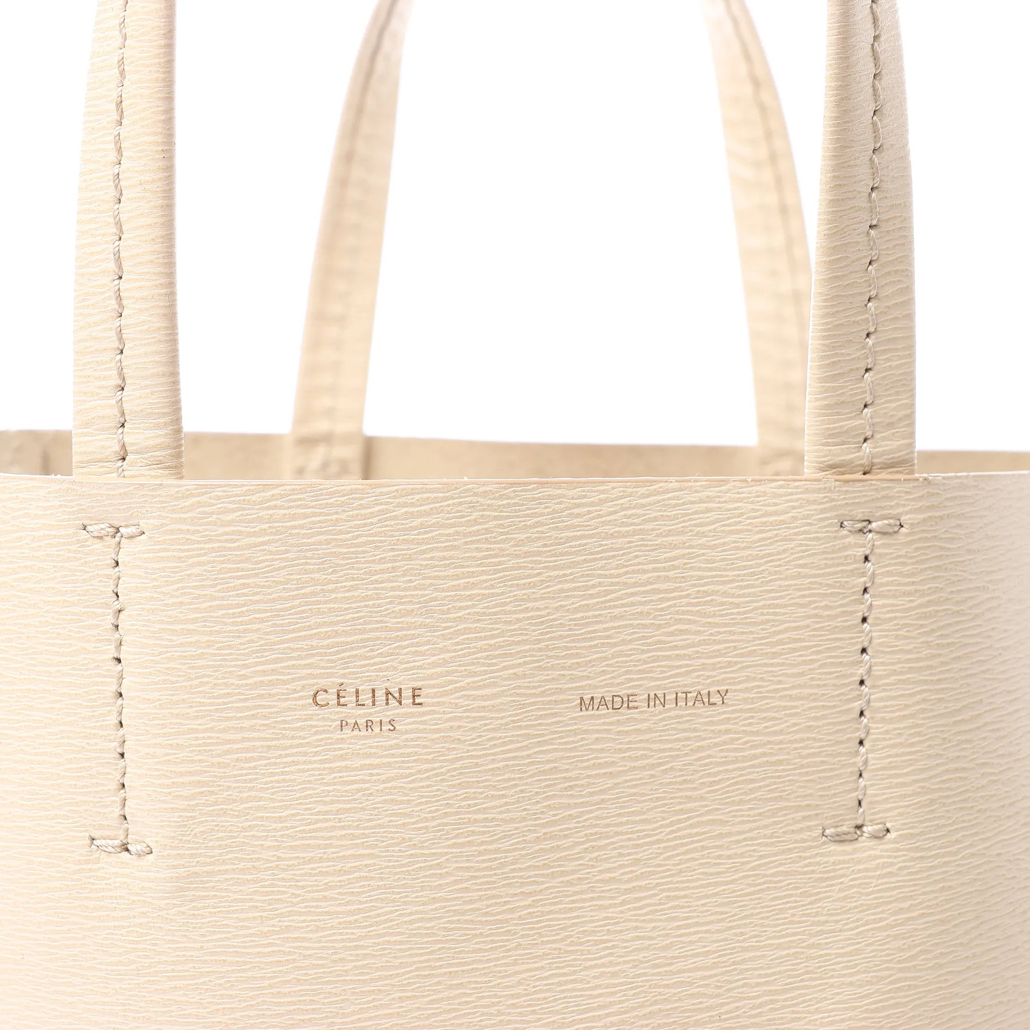 CELINE Cabas Vertical Small Leather Handbag in Beige