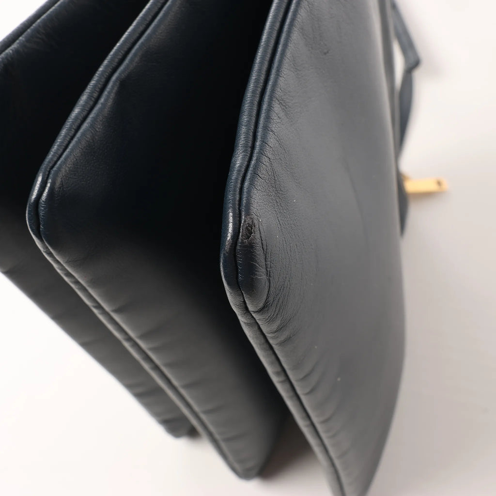 Celine Trio Large Leather Crossbody bag in Navy Blue