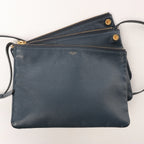 Celine Trio Large Leather Crossbody bag in Navy Blue