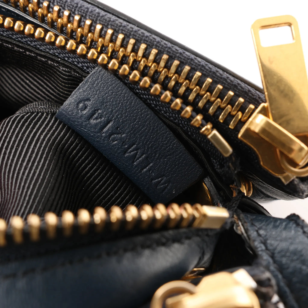 Celine Trio Large Leather Crossbody bag in Navy Blue