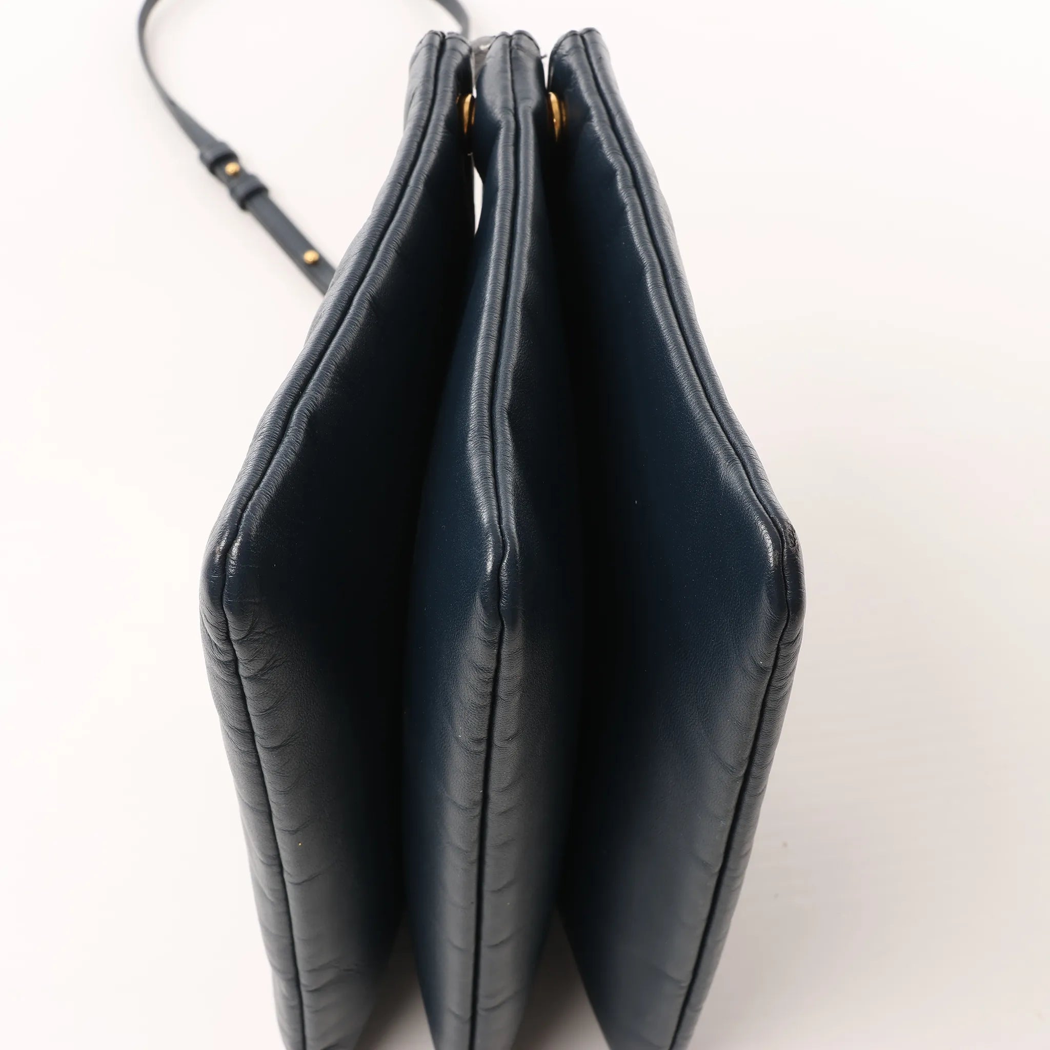 Celine Trio Large Leather Crossbody bag in Navy Blue