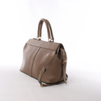 Bolso Celine Vertical Mini Hippopotamus de lona y piel de dos vías, beige y marrón