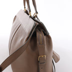 Bolso Celine Vertical Mini Hippopotamus de lona y piel de dos vías, beige y marrón