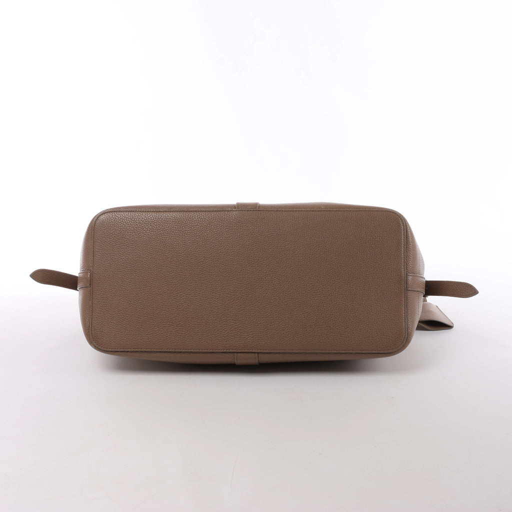 Bolso Celine Vertical Mini Hippopotamus de lona y piel de dos vías, beige y marrón