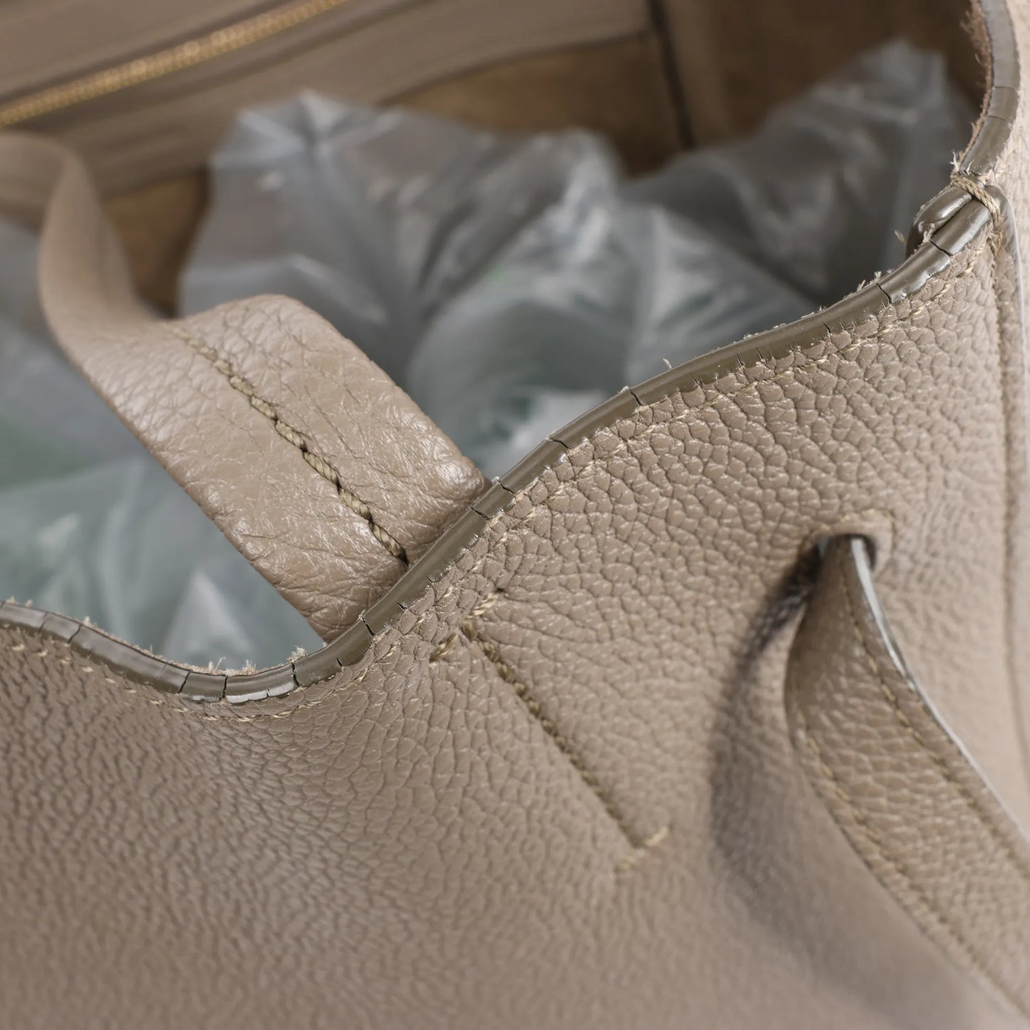 Celine Cabas Phantom Medium Leather Shoulder Bag in Taupe