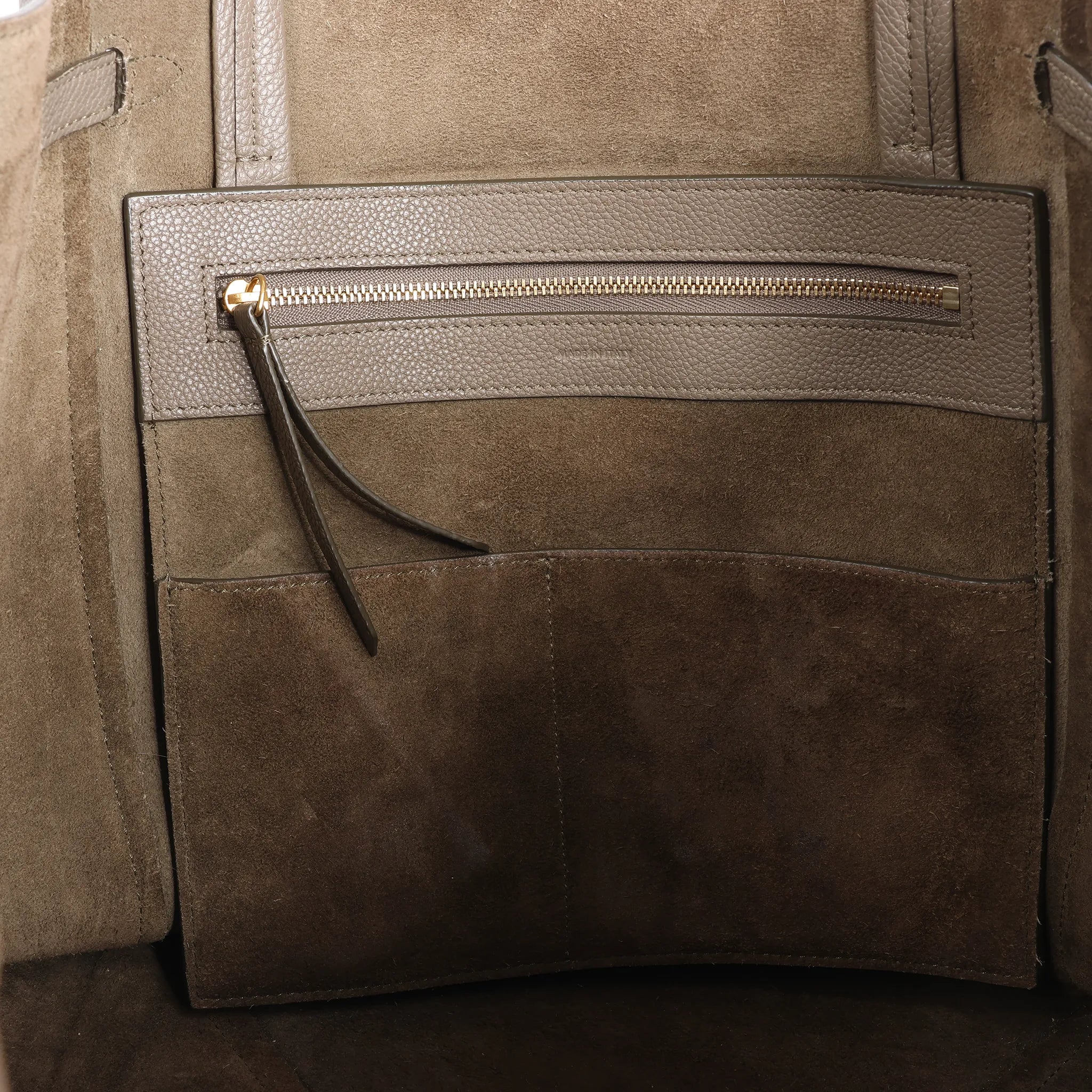 Celine Cabas Phantom Medium Leather Shoulder Bag in Taupe