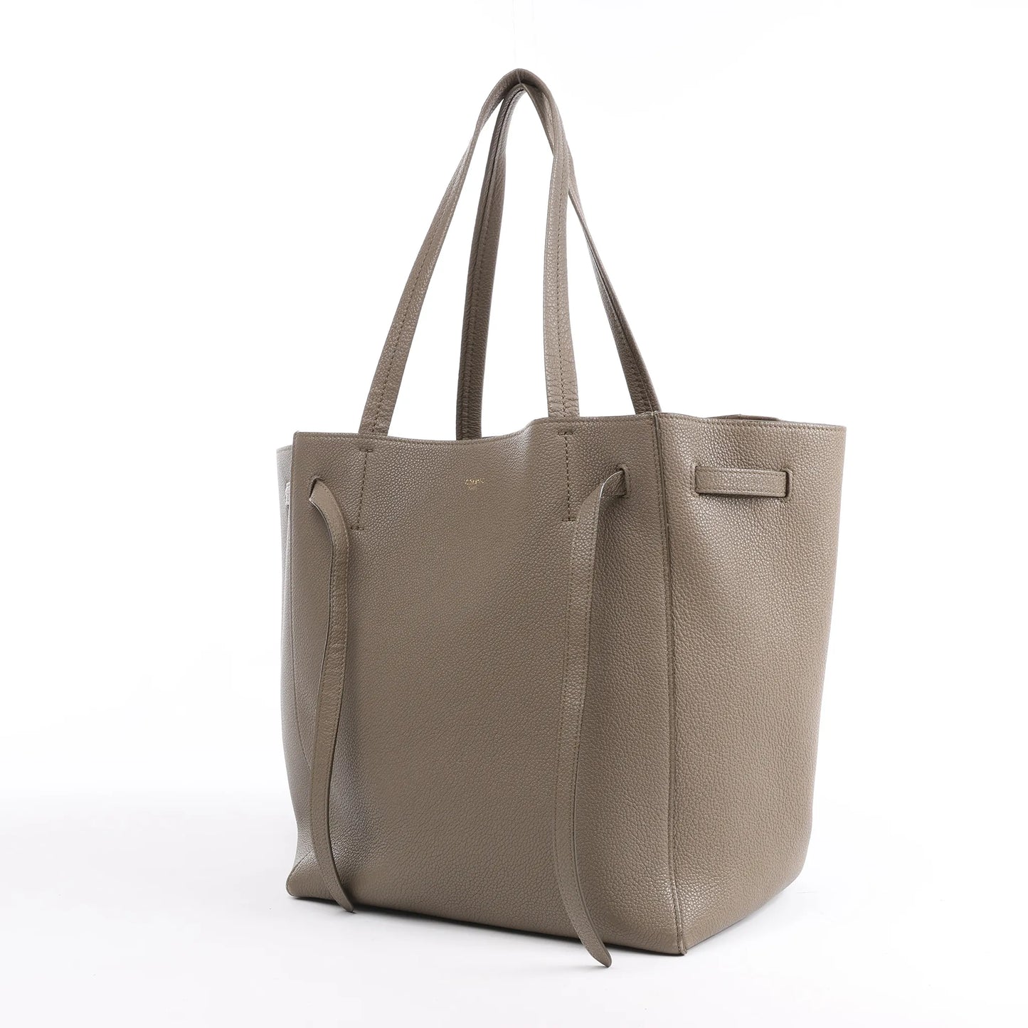 Celine Cabas Phantom Medium Leather Shoulder Bag in Taupe