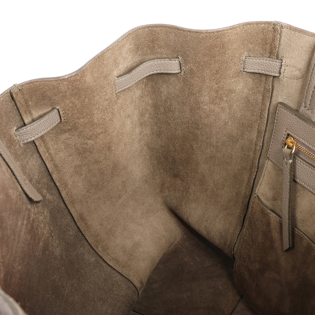 Celine Cabas Phantom Medium Leather Shoulder Bag in Taupe