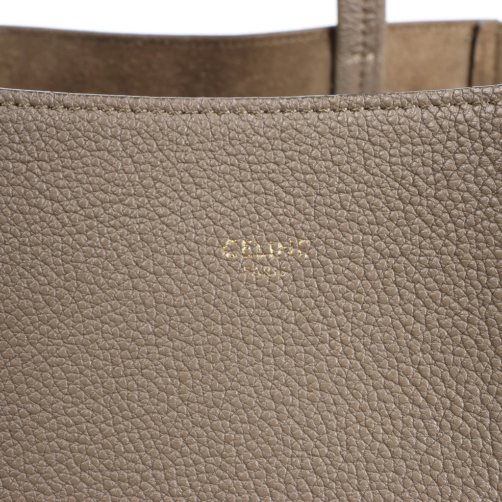 Celine Cabas Phantom Medium Leather Shoulder Bag in Taupe