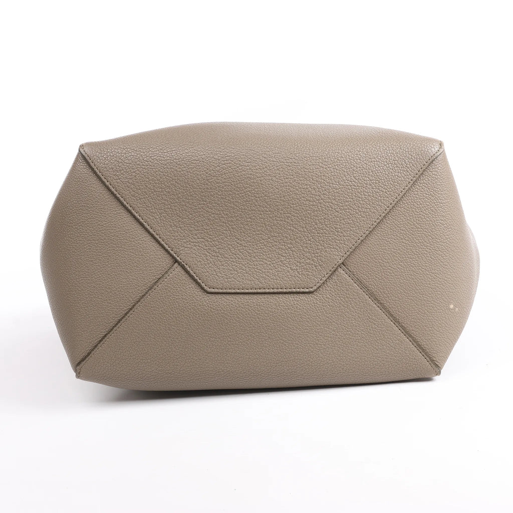 Celine Cabas Phantom Medium Leather Shoulder Bag in Taupe