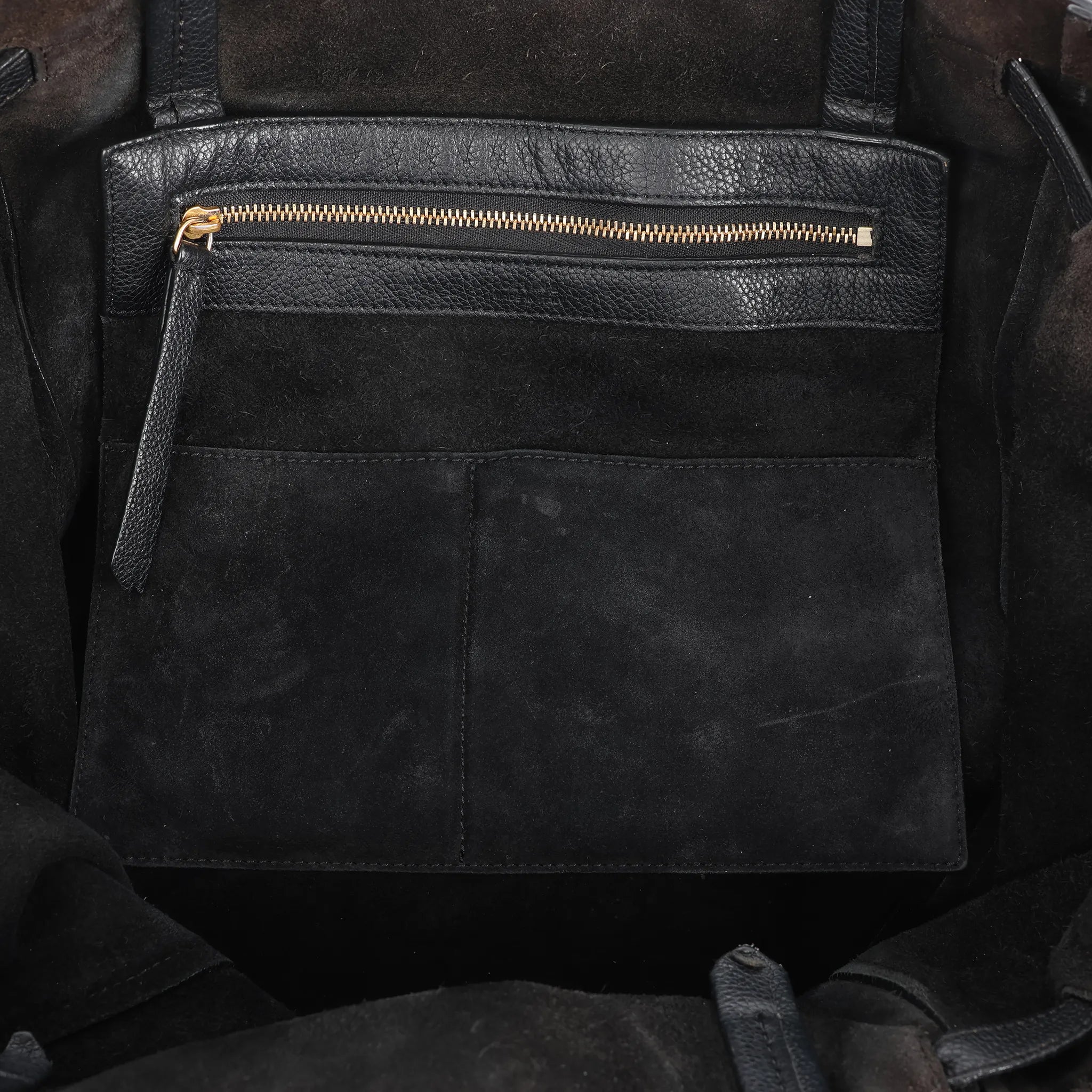 Celine Cabas Phantom Medium Leather Shoulder Bag in Black