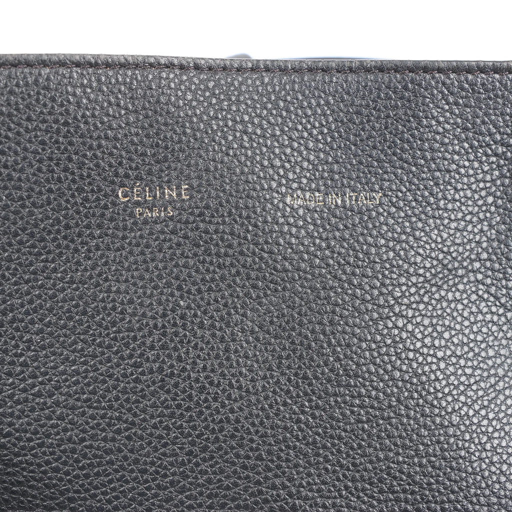 Celine Cabas Phantom Medium Leather Shoulder Bag in Black