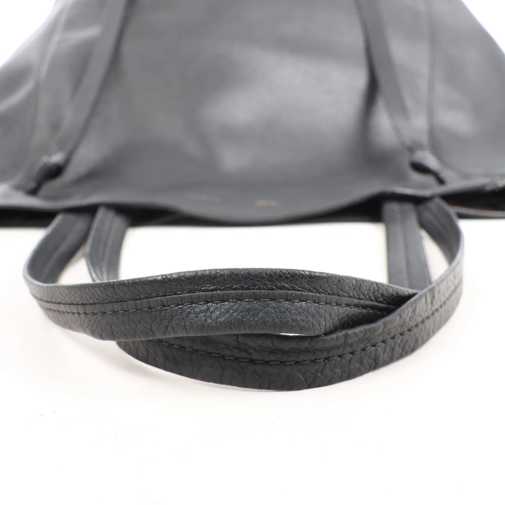 Celine Cabas Phantom Medium Leather Shoulder Bag in Black