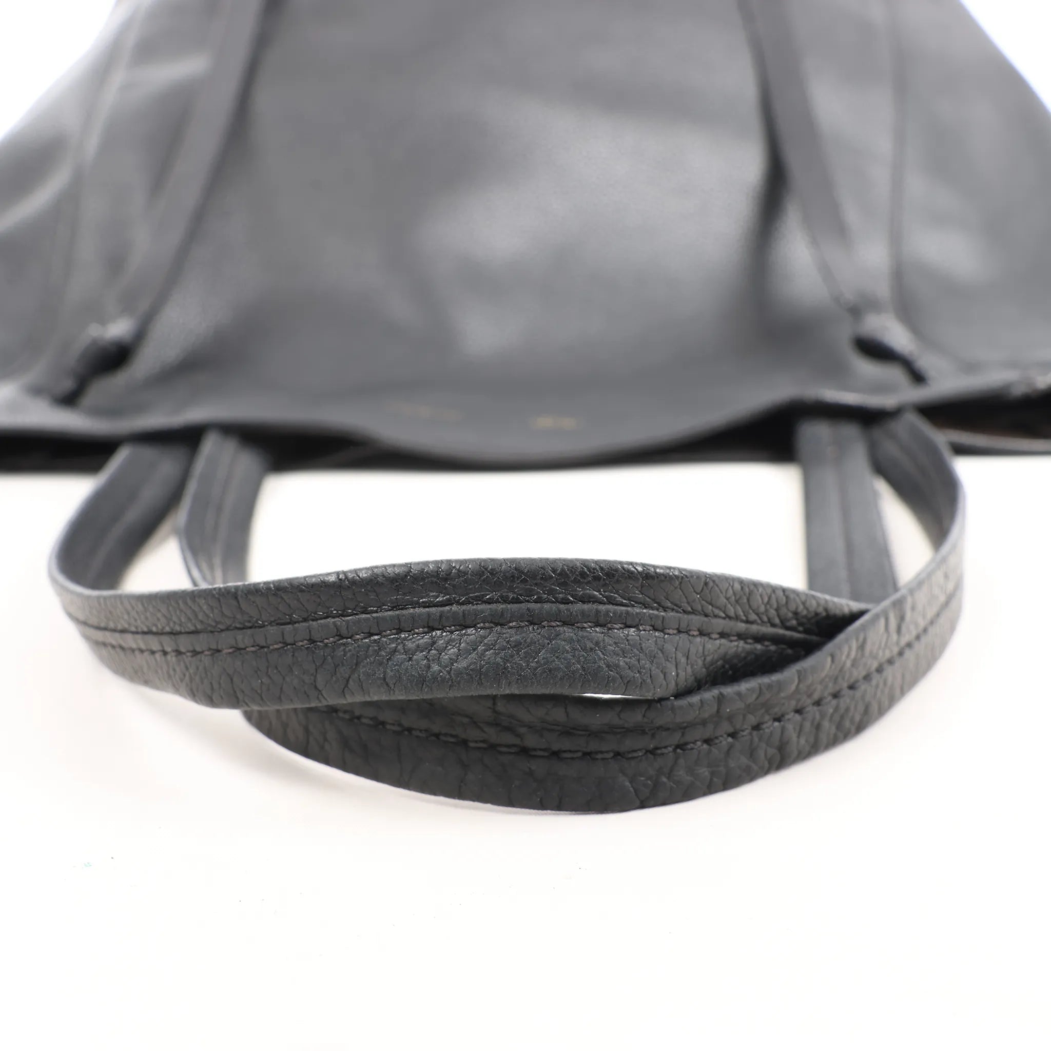 Celine Cabas Phantom Medium Leather Shoulder Bag in Black