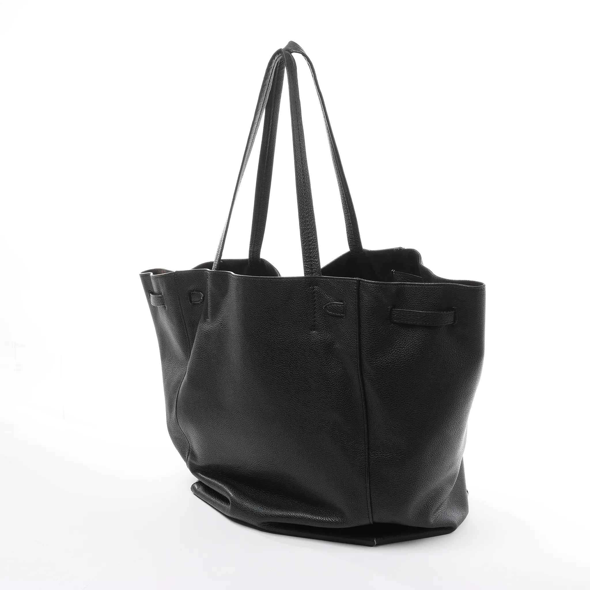 Celine Cabas Phantom Medium Leather Shoulder Bag in Black