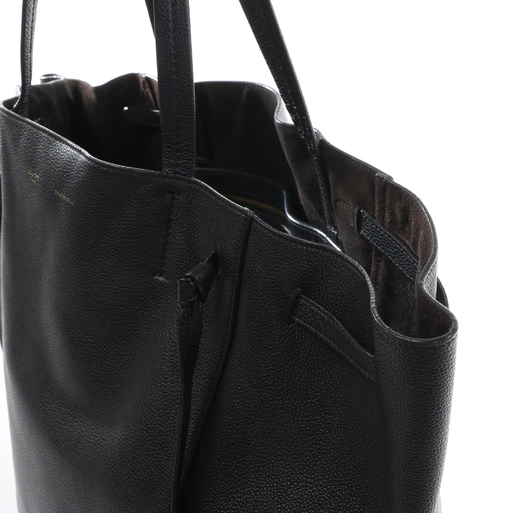 Celine Cabas Phantom Medium Leather Shoulder Bag in Black